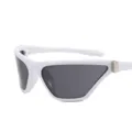 Stylish Y2K sporty sunglasses featuring a sleek white frame and dark grey tinted lenses - PC Lens / White Frame Gradient Grey