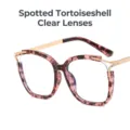 Stylish cat eye tortoiseshell glasses frame with anti-blue light protective clear lenses - Anti-Blue Light Plain Lens / Tortoise