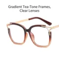 Double tea gradient TR90 cat-eye glasses frame with anti-blue light clear lens - Anti-Blue Light Plain Lens / Gradient Brown