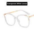Stylish transparent cat-eye blue light blocking glasses with elegant rose gold temples - Anti-Blue Light Plain Lens / Clear
