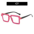 Unique 2D pixel style retro pink glasses frame with anti-blue light lenses model C7 - Fluorescent Rose Red Black Style (TR5207)