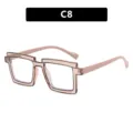 Retro square TR90 anti-blue light glasses frame in semi-transparent brown C8 variant style - Transparent Champagne Brown Style (TR5207)