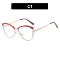 Stylish fashion red and gold cat-eye glasses with anti-blue light lenses, color variant C1 - Red and Transparent (C1) / TR90 Anti-Blue Light
