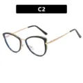 Classic black and gold cat-eye glasses with anti-blue light clear lenses SKU C2 - Bright Black (C2) / TR90 Anti-Blue Light
