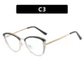 Modern cat-eye anti-blue light glasses with gold and black metal frame, model C3 - Black & Transparent (C3) / TR90 Anti-Blue Light