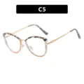 Trendy cat-eye glasses frame with anti-blue light lenses and gold metal arms in C5 pattern. - Tortoise & Tea (C5) / TR90 Anti-Blue Light