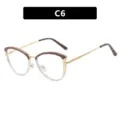 Fashion cat-eye glasses frame with blue light blocking lenses in brown and gold - Coffee & Transparent (C6) / TR90 Anti-Blue Light
