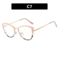 Stylish cat-eye anti-blue light glasses featuring pink and tortoiseshell frames in C7 - Pink & Leopard (C7) / TR90 Anti-Blue Light