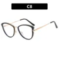 Stylish black and gold cat-eye glasses frames with anti-blue light clear lenses for women - Matte Black (C8) / TR90 Anti-Blue Light