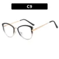 Stylish black and gold cat-eye glasses frames with blue light blocking lenses model C9 - Black & White (C9) / TR90 Anti-Blue Light