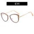 Fashion cat-eye anti-blue light glasses frame C11 with brown metal finish - Light Tea (C11) / TR90 Anti-Blue Light
