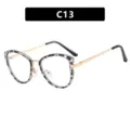 Stylish cat-eye blue light blocking glasses with leopard print and gold metal frame - Grey Tortoise (C13) / TR90 Anti-Blue Light