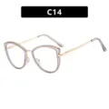 Stylish cat eye glasses frame with blue light blocking lenses in gold and grey finish - Transparent Grey (C14) / TR90 Anti-Blue Light