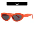 Trendy oranje cat-eye ovale zonnebril met donkere glazen voor modieuze zomerstijl - Oranje Frame Grijze Lenzen