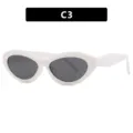 Modieuze witte cat-eye zonnebril met ovaal montuur en donkere glazen voor een retro-look - Massief Wit Grijs Lens