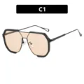 Gafas de sol de aviador oversize 2024 con lentes de color naranja y montura negra - Talla única / Marco Negro Champaña (C1)