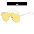 Gafas de sol oversize de tendencia con lentes amarillas y montura transparente C2 - Talla única / Lente Amarilla Blanca Transparente (C2)