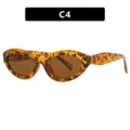 Vintage cat eye ovale zonnebril met schildpadmontuur en bruine glazen voor dames - Luipaardprint