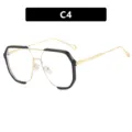 Gafas de sol geométricas oversize para mujer, montura en negro y dorado, modelo C4 - Talla única / Marco Negro Lente Clara (C4)