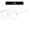 Stylische Oversize-Brille mit transparentem Rahmen und silbernen Bügeln, Variante C5 - Einheitsgröße / Transparent Weiß Weiße Linse (C5)
