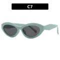 Stijlvolle mintgroene cat-eye zonnebril met donkere glazen, SKU model C7 ontwerp - Groen Frame Grijze Lens