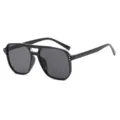 Retro aviator zonnebril met dubbele brug, zwart montuur en donkere glazen voor heren - Zwart Frame Grijze Lenzen