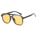 Klassische Vintage Fliegerbrille mit schwarzem Doppelstegrahmen und gelben Gläsern - Schwarzer Rahmen Gelbe Gläser