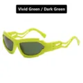 Futuristic punk cycling sunglasses in lime green with dark lenses - Solid Green / Dark Green Lens