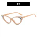 Vintage nude γυαλιά cat-eye με λαμπερά στρας και μπλε κρυστάλλους για μοναδικό στυλ - Στυλ Cat Eye με Στρας (C3) / Τσάι Ζελέ