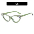 Vintage σκελετός γυαλιών cat-eye με στρας σε διαφανές πράσινο χρώμα και μπλε κρύσταλλα - Λαδί