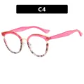 Roze cat-eye brilmontuur met blauwlichtfilter lenzen en een stijlvol schildpadpatroon - TR90 + Blauw Licht Filter Lens / Transparant Rood Schildpad (C4)