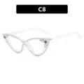 Vintage σκελετός γυαλιών cat-eye με διακοσμητικά στρασάκια και διαφανές φινίρισμα - Διαυγές Λευκό