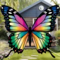 Large colorful butterfly shaped photography backdrop banner for outdoor party decoration - Butterfly Shape Style 3 (SYX-003) / 180x160