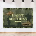 Camouflage military tank helicopter theme happy birthday party backdrop for boys photography - SBJ-005 / 95x75cm