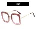 Stylish oversized square TR90 anti-blue light glasses frame in reddish-brown variant C2 - European Large Square Frame (C2) / Coffee over Pink / Anti blue light