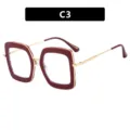 Oversized retro square blue light blocking glasses with dark red TR90 frame variant C3 - European Large Square Frame (C3) / Burgundy / Anti blue light