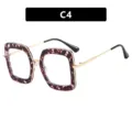 Oversized retro square anti-blue light glasses frames in C4 tortoiseshell and gold - European Large Square Frame (C4) / Pink Tortoise / Anti blue light