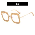 Oversized square blue light blocking glasses featuring a stylish amber textured frame - Jelly Tea