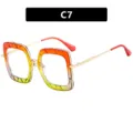 Oversized square TR90 blue light blocking glasses with gradient colorful frame C7 - Rainbow