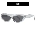 Moderne cat-eye zonnebril met transparant grijs montuur en donkergrijze getinte glazen - Transparant Grijs Frame & Grijze Lenzen