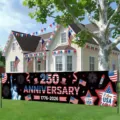Large USA 250th Anniversary outdoor yard banner with Statue of Liberty and fireworks - 50x300cm打孔配绳