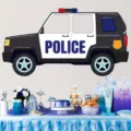 Cartoon police car shaped backdrop for kids themed party photography decoration - 167x90cm