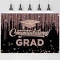 Rose gold glitter graduation backdrop with Congratulations Grad text for photo booth - Graduation Theme 4 (SBJ-004) / 95x75cm