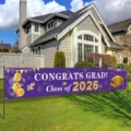 Striscione di laurea 2026 per Congrats Grad decorazione festa scolastica all'aperto. - Stile SHF-001 / 30x120cm (Con Occhielli e Corda)