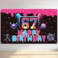 Baseball birthday backdrop photography banner with 67 and happy birthday design for kids. - Combination 6