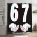 Moderner schwarzer Duschvorhang mit Glitch-Effekt Nummer 67 und Comic-Hände-Design - Glitch Art Nummer 67 und Cartoon-Hand (YL-005) / Einzelner Duschvorhang 90x180cm