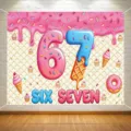 Sfondo fotografico colorato a tema ciambelle e gelati per decorazione 67° compleanno - Stile a Tema Dessert e Numeri (SBJ-008)
