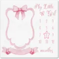 Soft pink bow baby girl milestone blanket for photography backdrop and monthly growth tracking - Peach Skin / 91x102cm