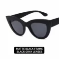 Retro cat-eye sunglasses featuring a matte black frame and dark grey lenses for women - Matte Black Frame Grey Lens