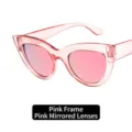 Vintage cat eye sunglasses with transparent pink frame and pink mirrored lenses - Pink Frame Pink Mirror